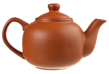 brown teapot isolated on white background