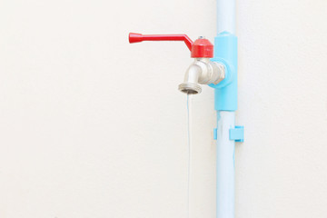 Faucet water on wall
