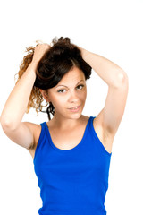 Fototapeta premium Portrait of the young girl with wavy hair