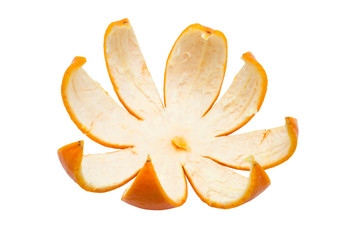 Orange peel isolated white background.
