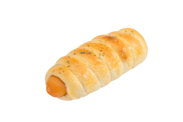 long sausage buns isolated on white background
