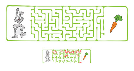 Vector Maze, Labyrinth with Rabbit  and Carrot.