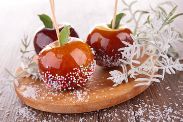 caramel apple on stick