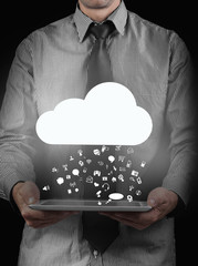 futuristic display: Cloud computing touchscreen interface