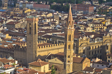 Obraz premium Aerial telephoto view of Florence from a tower, Tuscany