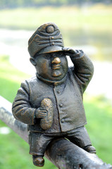 UZHGOROD, UKRAINE - august 05: Small bronze statue of Good Soldi