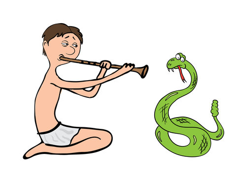 snake charmer, fakir vector illustration