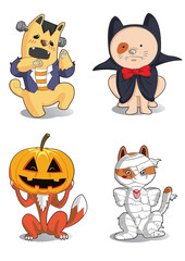 animals cartoon halloween monster characters