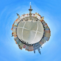 Spherical panorama of the central square of Ceske Budejovice