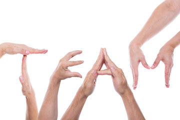 hands form the word team