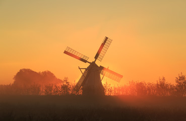 Fototapeta na wymiar Orange Windmill
