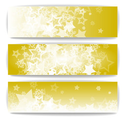 Winter banners with snowflakes and stars illustration collection