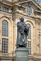 Fototapeta na wymiar Martin Luther Statue, Neumarkt Square, Dresden