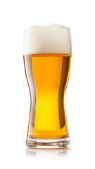 Glass of beer isolated on white background