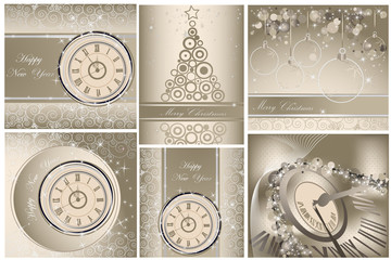 Collection of Happy New Year and Merry Christmas backgrounds