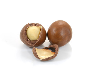 macadamia nuts on white background