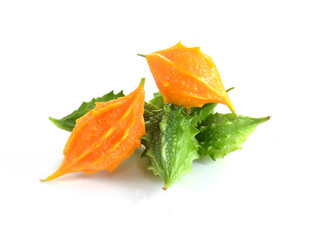 yellow bittermelon isolated on white background