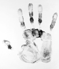 Hand print isolated on white