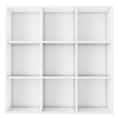 empty white shelf isolated on white background