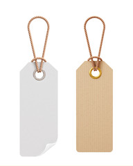 blank white and cardboard tags isolated on white background