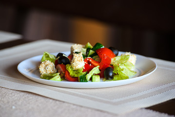 greece salad in restaurant