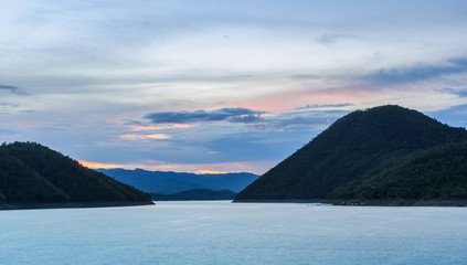 Beautiful nature view of Srinakarin dam in Kanchanaburi, Thailan