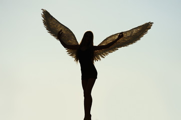 angel with wings in the sky