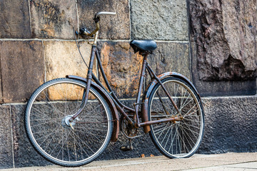 Naklejka na ściany i meble Classic vintage retro city bicycle in Copenhagen, Denmark