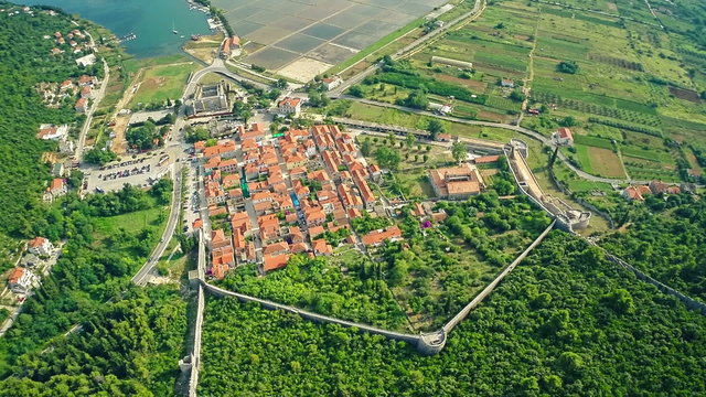 Ston on Peljesac peninsula, aerial