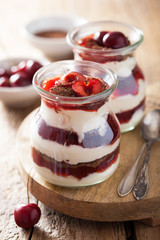 healthy dessert with creme fraiche jam and chocolate