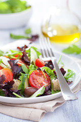 healthy salad with tomatoes olives and feta cheese