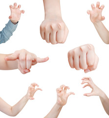 set of aggressive female hand gesture