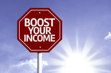 Boost Your Income red sign with sun background