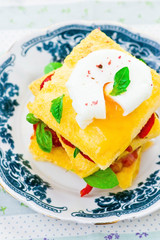 polenta with vegetables and poshed egg