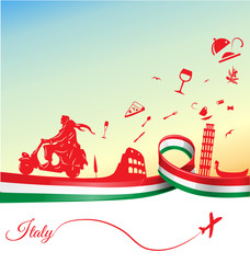 Naklejka premium Tło wakacje włoski z flagą