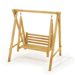 wooden swing isolated on white background