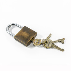 old padlock with keys