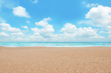Fototapeta na wymiar Sand beach & blue sky