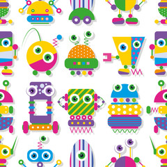 cute big-eyed robots collection pattern