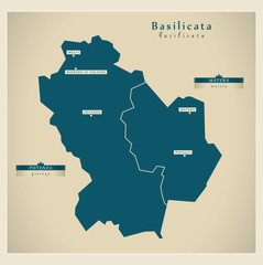 Moderne Landkarte - Basilicata IT