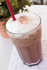 Ice chocolate on a table