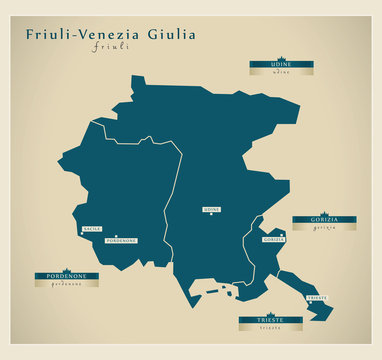 Moderne Landkarte - Friuli-Venezia Giulia IT