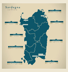 Obraz premium Moderne Landkarte - Sardegna IT