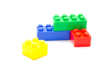 blocks Plastic building blocks on white background