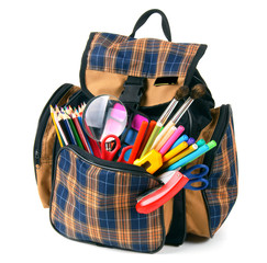 School backpack and school tools.