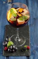 Refreshing sangria with fruits