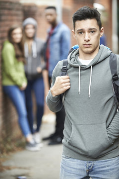 Teenage Boy Feeling Intimidated As He Walks Home