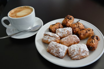 Cup Of Cappuccino And Cake.