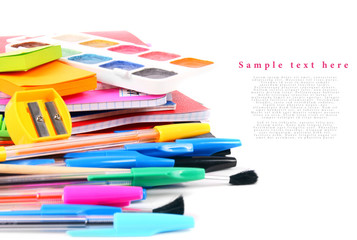 School tools on a white background.