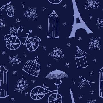 seamless pattern flowers and birds
